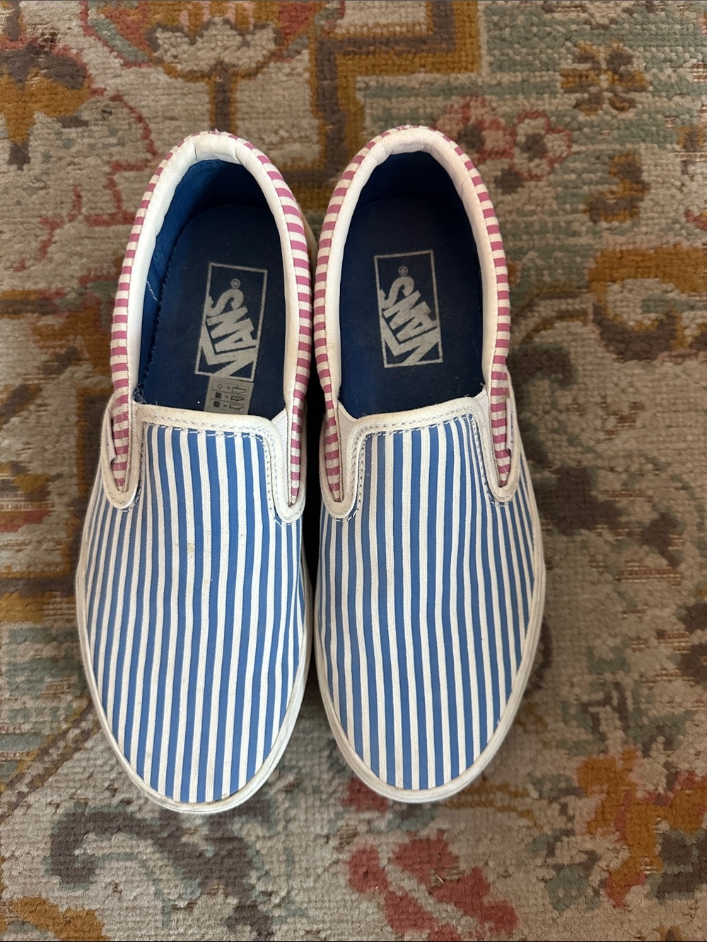 Vans Slip-On Sneakers in Blue & Pink Stripes